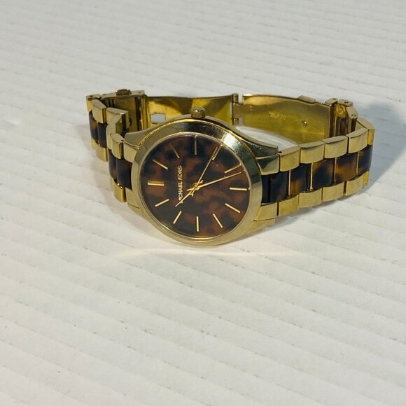 Michael Kors MK4284 Women's Runway Gold-Tone Steel Tortoise Acetate Dial - Picture 3 of 17